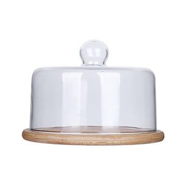 Imagem de RVGOJHYF Suporte de bolo com tampa de vidro, suporte de exibição de bolo redondo, suporte multiuso para bolos, mesa de sobremesa para casamentos, festas de aniversário, restaurantes, cupcake