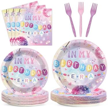 Imagem de OBUSATT 96Pcs In My Birthday Era Party Plates and Napkins Music Friendship Party Decorations Pink Singer Themed Tableware Disco Ball Dinnerware Set for Fans Girl's Birthday Parties Supplies Serves 24