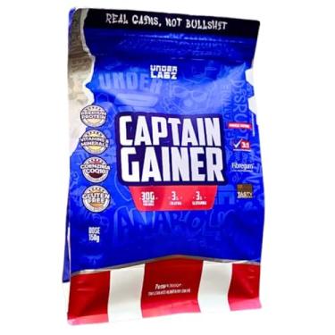 Imagem de Combo Under Labz - Hipercalórico c/Creatina e COQ10 - Captain Gainner - 3kgs - Sabor Baunilha + Coqueteleira Oficial