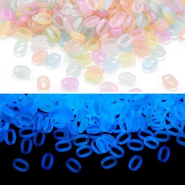 Imagem de KISSITTY 400 peças de anéis de ligação variados, anel oval de acrílico que brilha no escuro, conectores de ligação rápida luminosos, anel de ligação aberta para mulheres, pulseira de cabo, bolso de