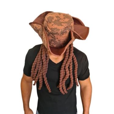 Imagem de Chapéu Pirata cabelo Dreads de lã Marrom Festa Fantasia