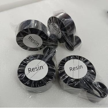 Imagem de Transferência térmica TTO de grau de resina de cera perto da borda atacado preto 34 mm x 650 m para fita de impressora de máquina TSC