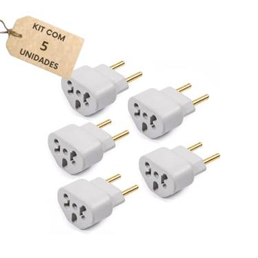 Imagem de Kit 5 Adaptador Tomada Universal 10A/20A - Benjamin para Tomada Padrão Novo e Antigo - Para Eletrodomésticos, Computadores, Carregadores, Secadores, Airfryer - Bivolt (110V/220V)