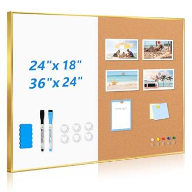 Imagem de QUEENLINK Quadro de cortiça, quadro branco de 61 cm x 45 cm, quadro de avisos para parede, quadro magnético apagável a seco para parede, quadro de pinos para casa, escritório, escola