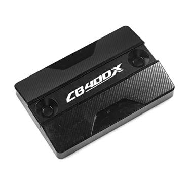 Imagem de Acc-Creativity Tampa do reservatório de fluido de freio dianteiro de alumínio para motocicleta, tampa do reservatório do cilindro mestre compatível com Honda CB400F CB400X CB500X (CB400X, preto)