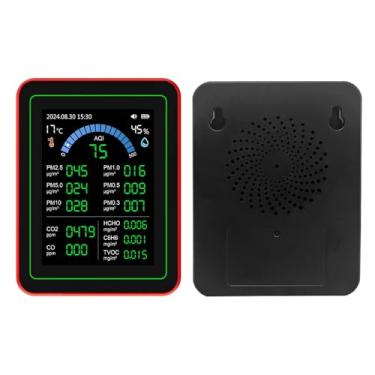 Imagem de Medidor de Qualidade do Ar Portátil, 18 Em 1 CO2 TVOC HCHO PM2.5 PM10 Tester Bateria Interna Bateria de Armazenamento de Dados Preto, para Casa, Escritório, Carro