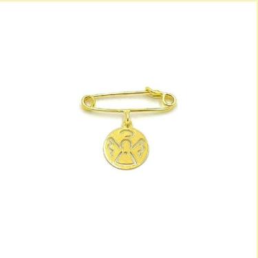 Imagem de Alfinete de Ouro 18k Com Pingente Anjo Da Guarda - Golden Maison Joias