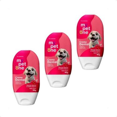 Imagem de Combo 3 Creme Dental Cães e Gatos Morango Mypetone - 90g