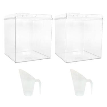 Imagem de Kit 2 Potes Acrílico Quadrado com Tampa 7,4lts+ Conchas 600ml - Ex Pot