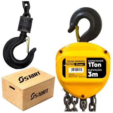 Imagem de Talha Manual Elevação 1 Tonelada 1000 Kg Com Corrente 3 Metros Freio D