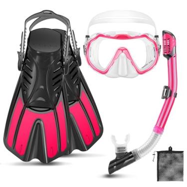 Imagem de CTSAYTL Equipamento De Mergulho Com Snorkel Para Adultos, Conjunto De Máscara De Viagem 4 Em 1, Nadadeiras, Snorkel Com Visão Panorâmica, Máscara Antiembaçante, Snorkel Com Parte Superior Seca, Nad