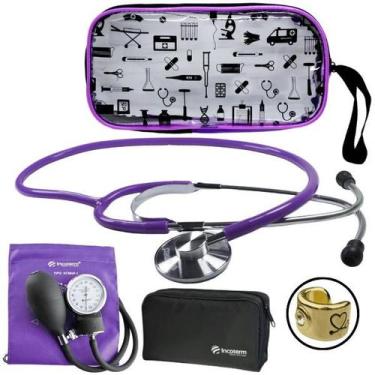 Imagem de Kit Aparelho Pressao Esteto Simples Incoterm, Violeta escuro