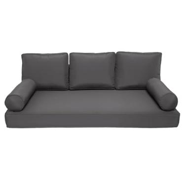 Imagem de Capa de cama de solteiro para pátio, para móveis de rede de madeira ao ar livre, conjunto de 6 peças, colchão, almofada, capa de almofada, tecido impermeável resistente ao desbotamento, apenas capa