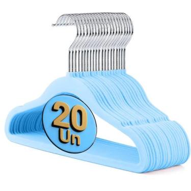 Imagem de Kit 20 Cabides Aveludado Infantil Bebê Slim Antideslizante  Design Pre