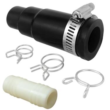 Imagem de 1 pacote com adaptador de mangueira de drenagem de lixo para lava-louças, kit de conector de mangueira de lava-louças inclui 1 braçadeira, 1 conector de entrada, 3 braçadeiras de mola