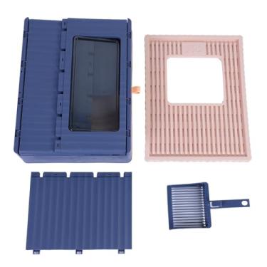 Imagem de Caixa de areia de gato dobrável, entrada de plástico de abertura semi -fechada Reduce o banheiro de gatinho de vazamento de odor