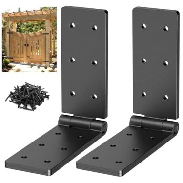 Imagem de Mdkave Dobradiças de portão resistentes, dobradiças dobráveis de camada dupla sólida de 270° com galvanoplastia para compensado pesado, portões de madeira de quintal e cerca (pacote com 2)