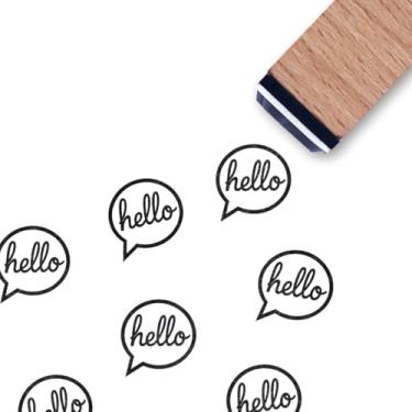 Imagem de Carimbo de borracha Hello Script, pequeno de 9,5 cm para planejamento de cartões de scrapbook
