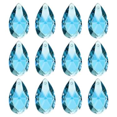 Imagem de PATIKIL Pingentes de cristal K9, contas de gota, pacote com 12 peças de prismas de lustre de 28 mm, contas penduradas, lâmpada faça você mesmo para decoração de artesanato, verde grama