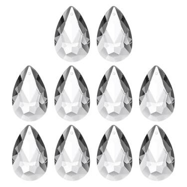 Imagem de PATIKIL K9 Pingentes de gota de cristal, contas ovais, pacote com 10 peças de prismas de lustre de 38 mm, contas penduradas, lâmpada DIY para decoração de artesanato, transparente