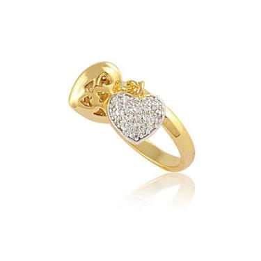 Imagem de Anel Solitário Pedra Zircônia Folheado A Ouro 18k Feminino - Radhau Jo