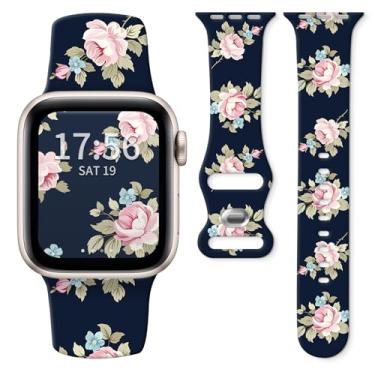 Imagem de Pulseira de relógio compatível com Apple Watch séries 10, 9, 8, 7, 6, 5, 4 e 3 Ultra SE, para mulheres e homens, pulseiras de silicone substituíveis para iWatch de 38 mm, 40 mm, 41 mm e 42 mm (rosa