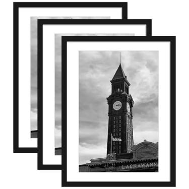Imagem de Wiscet Conjunto de 3 porta-retratos de 50 x 68 cm, para exibição de imagens 40 x 61 cm com tapete ou moldura de pôster de 50 x 68 cm sem tapete, molduras para galeria de parede, preto