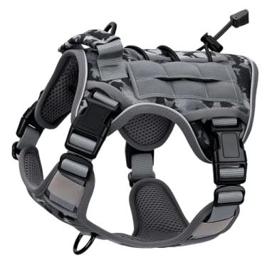 Imagem de Peitoral tático resistente para cães grandes, colete refletivo ajustável sem puxão com sistema Molle, controle de nível militar K9 para treinamento de serviço, atividades ao ar livre e mais de 10