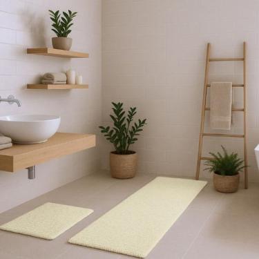 Imagem de Kit Tapete Bolinha 100x50cm e Tapete Bolinha 58x38cm - Rozac, Marfim