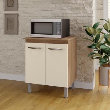 Imagem de Armário Balcão Multiuso para Cozinha Micro-ondas ou Forno Serena 02 Portas Savana Off White Moblis