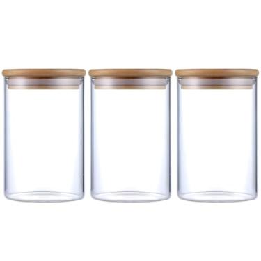 Imagem de Kit 3 Potes Herméticos Vidro Tampa Bambu 15 x 10 cm 950ml