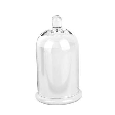 Imagem de MotiveTech Suporte de Vela de Vidro Cloche com Alça Superior, Decoração de Mesa para Casa, Suporte de Exibição, Redoma de Vidro para Luzes de Fadas, branco, Tamanho real