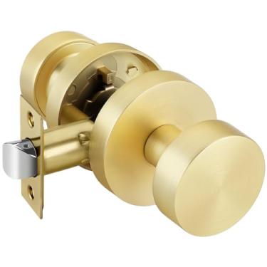 Imagem de goldenwarm Maçaneta de porta dourada, puxador de porta de passagem de ouro escovado com bola redonda de liga de zinco para corredores, cozinhas, maçaneta de passagem resistente - moderna e elegante (1