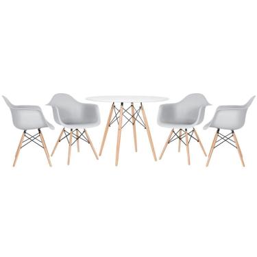 Imagem de Mesa Redonda Eames 100 Cm Branco + 4 Cadeiras Eiffel Daw Cinza Claro Cinza Claro