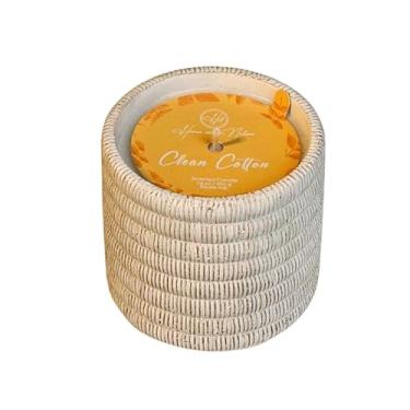 Imagem de CW Studio Vela perfumada de algodão limpo – Frasco de cerâmica branca de 400 ml – 71H, sem fumaça – parafina e cera de palma premium – Decoração elegante para casa