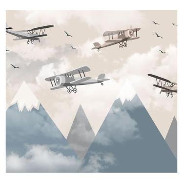 Imagem de Papel de Parede Adesivo Infantil Aviões Montanhas Bebe Quarto - 579pcp