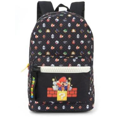 Imagem de Mochila Super Mario Bros Grande Preta Escolar Passeio - Luxcel