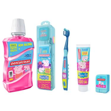 Imagem de KIT ESCOVA + FIO DENTAL + GEL + ENXAGUANTE -PEPPA PIG - AZUL