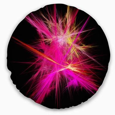 Imagem de Design rosa fractal caos multicoloridos raios abstratos sala de estar redonda, sofá, almofada de alta qualidade + capa de almofada impressa em ambos os lados 40 cm