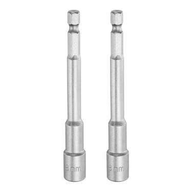 Imagem de HARFINGTON 2 peças de broca de porca soquete métrico de 8 mm haste sextavada de 1/10.2 cm (3,94" (100 mm) soquetes magnéticos de 6 pontos de mudança rápida Conjuntos de parafusos de aço CR-V para