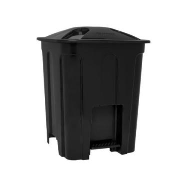 Imagem de Lixeira Com Pedal e Tampa Eco Nature 15L Preta 30x31x32,5 Cm - Jaguar
