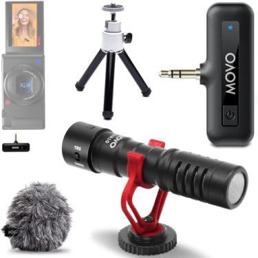 Imagem de Movo Microfone espingarda VXR10 com adaptador e tripé para microfone de câmera sem fio WM-VXR10 – Compatível com câmeras Canon, Sony, Nikon e outras câmeras DSLR – Ideal para vlogging, produção de