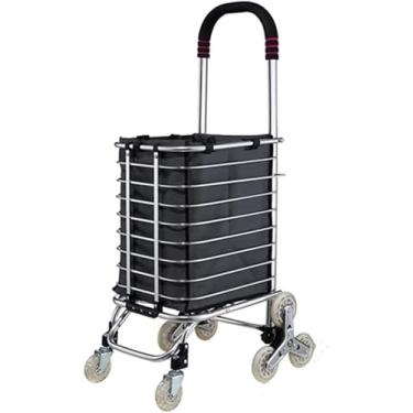 Imagem de Carrinho de compras grande carrinho de artigos carrinho de compras dobrável de tecido Oxford carrinho de compras portátil, preto, 101 x 38 x 30 cm