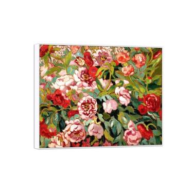 Imagem de BMZFYBS Quadro branco impressão em tela flor arte de parede pintura famosa reprodução - imagens para sala de estar - peônias-decoração de parede pôster 20x25cm8x10in