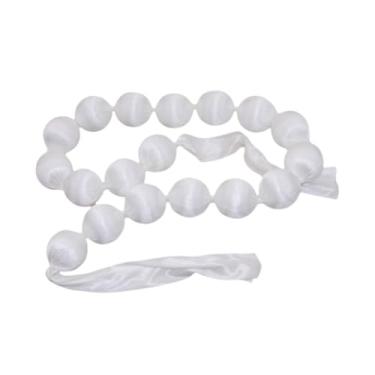 Imagem de oshhni Guirlanda de bolas de espuma, banner de bolas de espuma, artesanato, decoração elegante para casa, decoração de casamento feita à mão para chá de, Branco