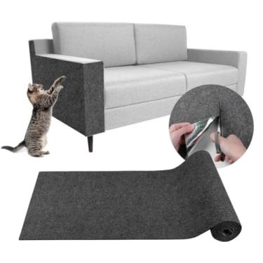 Imagem de Tapete Arranhador Pet Gatos Cama Box e Canto De Sofá Protetor de Sofá, Autoadesivo, Cortável e Antiestresse | Protege Móveis, Portas e Paredes KAMUFLE (Cinza Escuro)