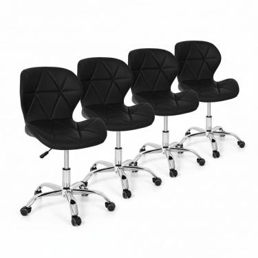 Imagem de Conjunto 4 Cadeiras Office Eiffel Slim Giratória Ajustável Preta