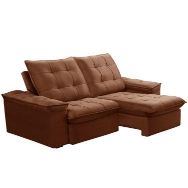 Imagem de Sofá Retrátil Reclinável Para Sala 3 Lugares 230cm Nijma F04 Veludo Terracota - Lyam Decor
