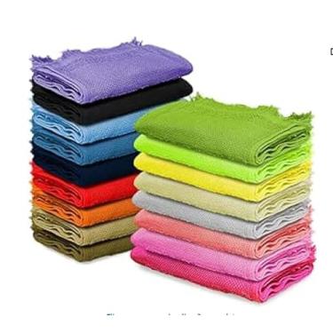 Imagem de Kit 50 Toalha Social com Franja 23x33cm 100% Algodão para Bordar para Escola, Manicure (Cores Masculinas)