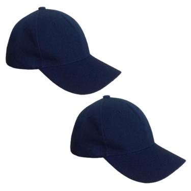 Imagem de Kit 2 Bonés Chapeu Bombeta Ajustável Liso Aba Curva Azul